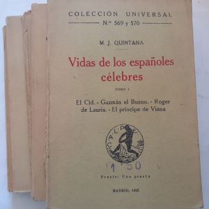Vidas de los españoles célebres tomos I, II, III, IV y V (obra completa), de M.J. Quintana