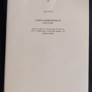 Cartas romanísticas (1923-1950), de Max Radin