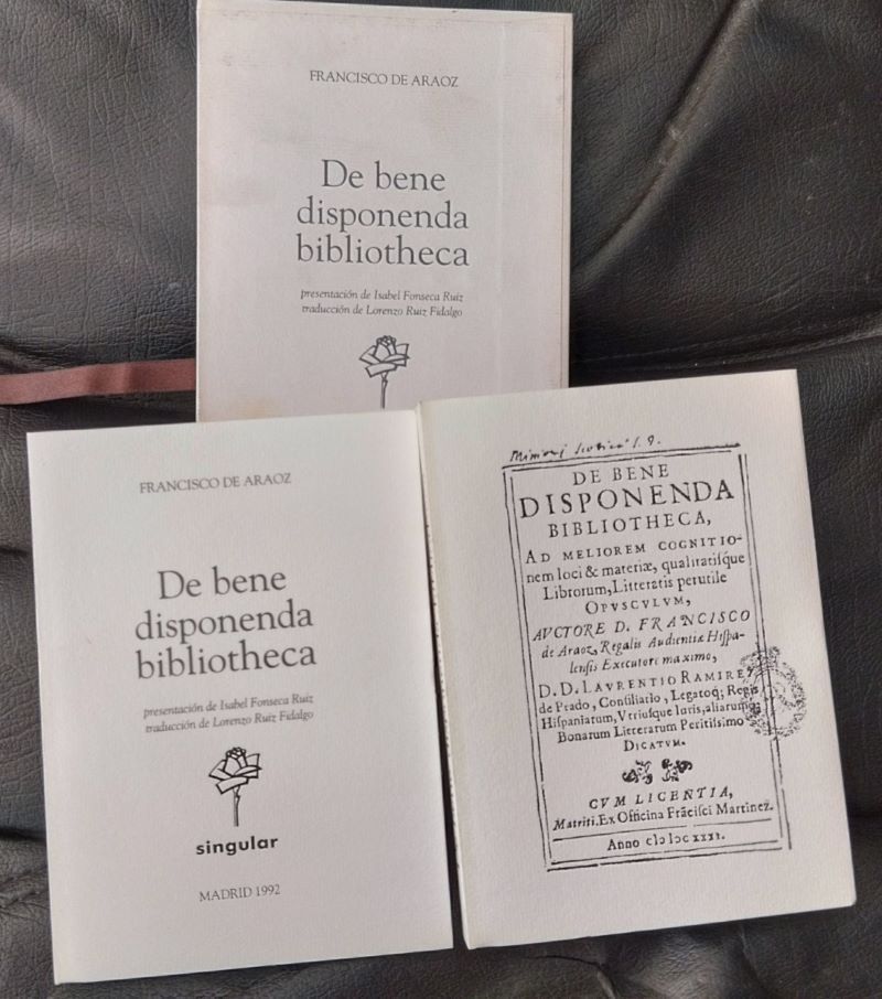 De bene disponenda bibliotheca (2 libros en estuche), de Francisco de Araoz