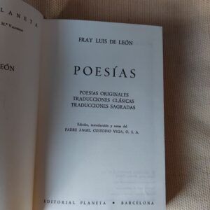 Poesías originales / Traducciones clásicas / Traducciones sagradas, de Fray Luis de León
