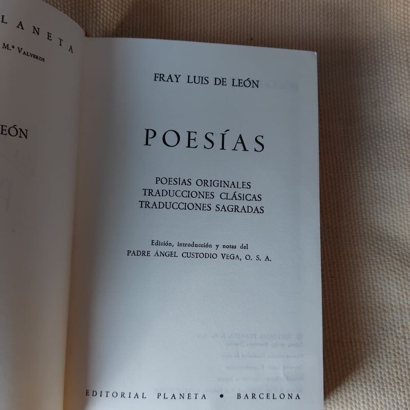 Poesías originales / Traducciones clásicas / Traducciones sagradas, de Fray Luis de León